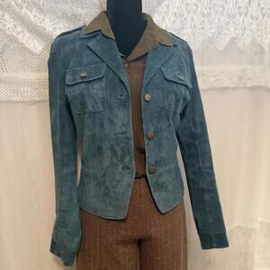 Vintage 90s Teal Genuine Suede B.U.M. Equipment Blazer/Jacket size M